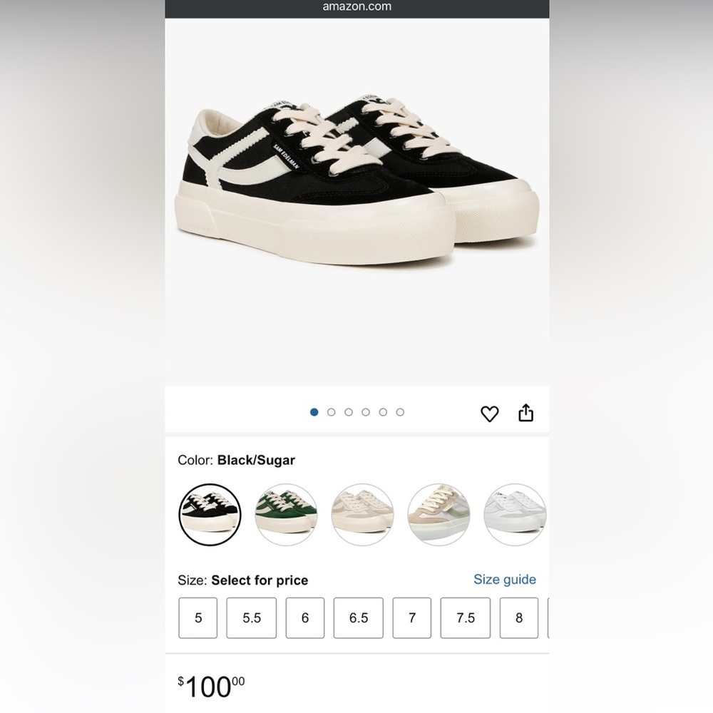 Sam Edelman Simone Platform Black and Cream Low-Top Sneakers NWOT - Picture 2 of 14